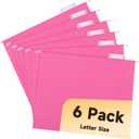 2 x 6 Pack Pink Hanging File Folders with Pocket,Letter Size Decorative Colored File Folder Cute Pretty Hanging Folder for Office Home School with 1/5-Cut Adjustable Tabs