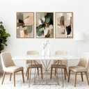 CHDITB Modern Abstract Framed Canvas Wall Art Set, Minimalist Wall Decor, Neutral Pastel Illustration Artwork Vintage Aesthetics Painting, Large 3 Piece Art Prints for Living Room, Bedroom 24"x36"x3