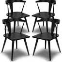 POLY & BARK Mid Century Modern Enzo Black Dining Chair  Solid Oak Wood Splat Back Chair, 18" Seat Height, 32" Tall  Stylish MCM Kitchen & Dining Room Chair - Set of 4