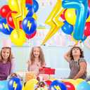 Red Blue Yellow Balloons, 40 Inch Blue 7 balloon number Lightning Bolt Balloon Confetti Balloons for Toy Carnival Party Decorations 7th Birthday Decorations for Boys (Blue 7)