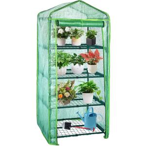 4 Tier Mini Indoor Greenhouse,27"x19"x62" Greenhouse for Indoors & greenhouses for Outdoors with PE Cover and Roll-Up Zipper Door