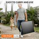 4FT x 2FT Folding Camping Table Adjustable Height with Umbrella Hole, Aluminum Alloy Legs Foldable Portable Outdoor Table for Picnic, Travel, Parties, Kids Craft, Market Vendor Use