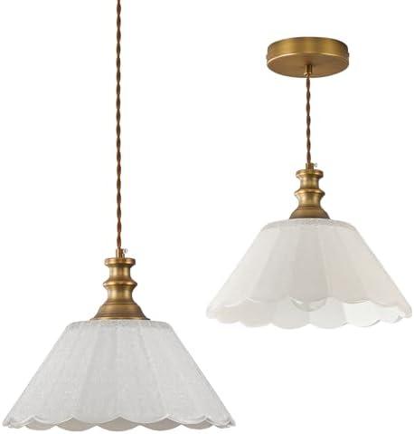 JTYQEISW 10.62-inch White Pendant Light Single-Head Island Pendant Light E26 Socket Adjustable Height Pendant Light Kitchen Bar Pendant Light Bedside Pendant Light for Bedroom
