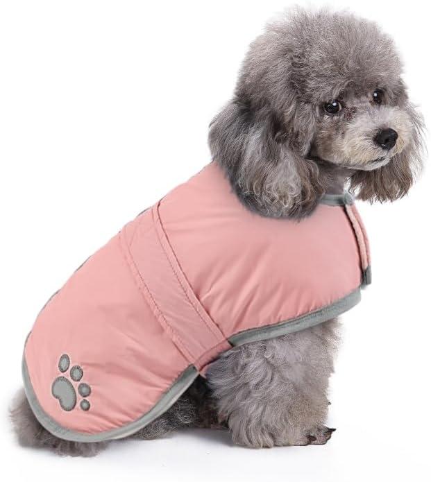Queenmore Dog Winter Coat, Fleece Puffer Dog Down Vest, Cold Weather Pet Jacket for Dogs, Waterproof Reflective Reversible Dog Sweater Clothes for Small, Medium and Large Dogs (Light Pink, XS) (X-Small)