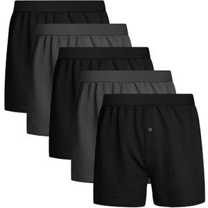 Natural Feelings Men's Cotton Knitting Boxer Shorts Plain Mens Black Boxers Shorts, Size L