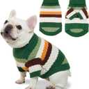 Dog Sweater, Classic Turtleneck Knitted Striped Dog Sweaters, Warm Sweater for Winter, Soft Christmas Sweaters for Boy Girl, Dogs Clothes for Small/Medium Cats, Doggys (Green, Large)