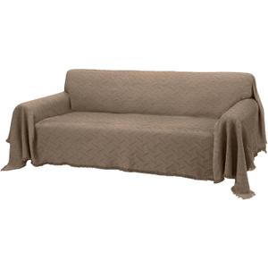 Rose Home Fashion Geometrical Throw Sofa Cover Blanket, Washable Couch Covers for 3 Cushion Couch Sofa Pet Friendly, Furniture Protector for Dogs (X-Large, Taupe)