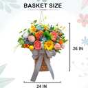 Pinkpuii Spring Summer Door Hanger Basket Wreaths for Front Door, Artificial Peony Hydrangea Flower Wreath with Blueberries & Realistic Peach & Lemon- Ideal for Home Porch Entryway Window Wall Decor