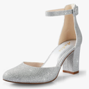 Ankis Closed Toe Heels for Women -Black Nude White Silver Gold Womens Heels Closed Round Toe Chunky Block Pumps Shoes, 3 Inch Size 8.5 