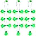 JOYIN 3 PCS St Patrick's Day Necklaces LED,Green Shamrock Light Up Bulb Necklace for Costume Dressing-up Accessories Saint Patricks Decorations Party Favor Supplies