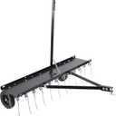 Tow Behind Aerator, 40 inch Lawn Pull Dethatcher with 20 Spring Steel Tines and Lift Handle for Outdoor Yard Care, Lawn Sweeper to Remove Thatch, Leaves and Pine Needles, Black