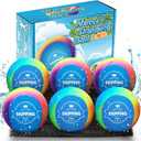 6 Pack Skipping Water Balls for Pool Play, Splash Colorful Skip Ball Water Bouncing Ball with Mesh Bag, Summer Fun Lake Pool Beach Toys for Adults