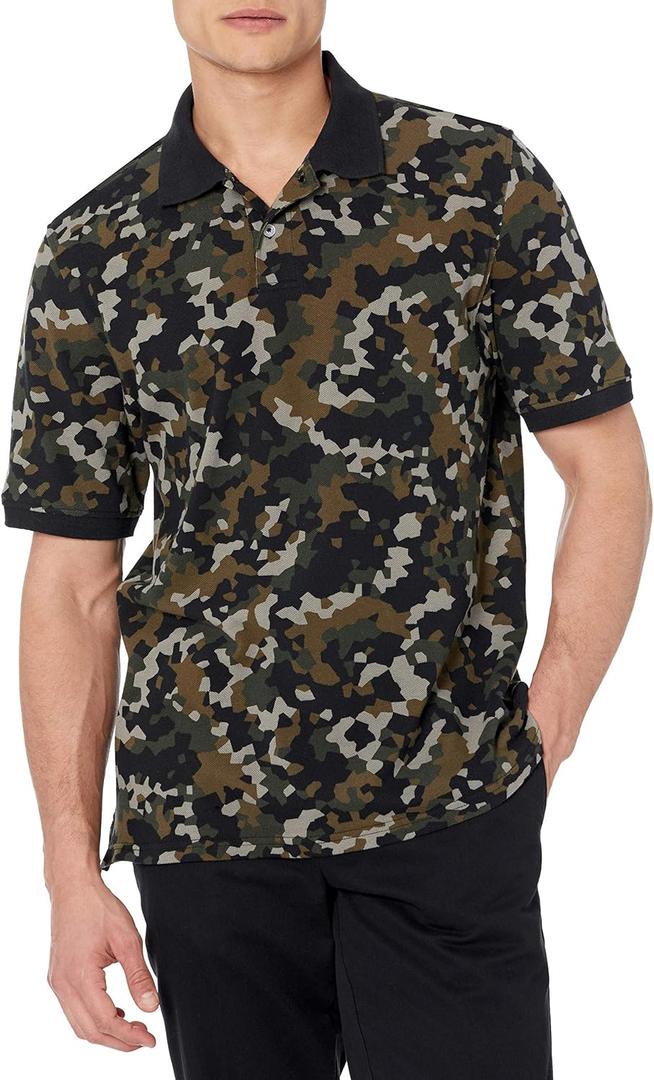 Amazon Essentials Men's Regular-Fit Cotton Pique Polo Shirt  (XX-Large, Olive Camo)