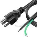 LaWana 6ft 12 Gauge 3 Prong Heavy Duty Replacement Power Supply Cord Cable 110V 115V 120V Pigtail,for Appliance, Power Tools,Compatible with Dishwashers,12 AWG 3 Conductor Wire Cable (Black 6 feet)
