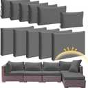 Patelai 11 Pcs Waterproof Patio Cushion Covers for Outdoor Sectional Furniture Wicker Rattan Patio Sofa Couch Chair Seat Pillow Slipcovers, 3 Sizes Covers Only (25.4 x 25.4X 3.54,Gray)