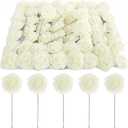 Bright Creations 3" Artificial Rose Flowers 60pcs Real Looking Fake Rose with Stem for DIY Wedding Bouquets and Bridal Shower, Cream
