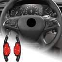 AIRSPEED Carbon Fiber Steering Wheel Paddle Shifter Extensions Cover Accessories for Camaro 2012 2013 2014 2015 (Black)