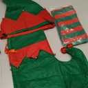 SATINIOR 4 Pcs Christmas Elf Costume for Women - Elf Hat, Shoes, Striped Tights, Stocking, Cosplay Accessory - Multicoloured