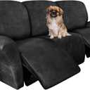 ANARACHON Recliner Couch Cover Leather Look Recliner Sofa Covers for 3 Cushion Reclining Sofa Slipcovers 8-Pieces Furniture Protector Spandex Fabric Washable (3 Seater, 02 Dark Gray)