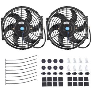 10" Electric Radiator Cooling Fan Assembly Kit,High Performance Cooling Radiator Fan with 12V 80W 800 CFM Mount Kit Universal Black, 2 Pack