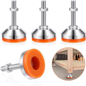 4 Pcs Heavy Duty Leveling Feet Thread,2.36" Dia Base Shockproof Carbon Steel Anti Skid Threaded Adjustable Rubber Feets for Furniture, Workbench, Machine Shelving, Cabinet,(D60x60)
