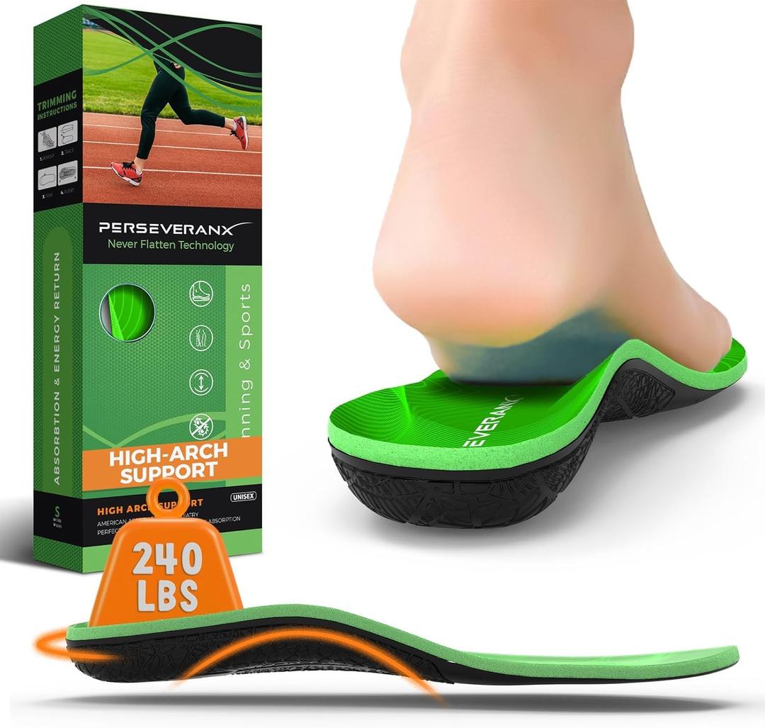 NASA Grade Running Insoles for Plantar Fasciitis for Women - High Arch Insoles for Men with Energy Return - Sports Inserts for Men for Shock Absorption, High Arch Support Inserts Designed for Athletes (M (Men 9-10.5/Women 10-11.5))