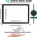 A4 LED Light Pad Tracing, Light Board for Diamond Painting, Ultra-Thin Copy Light Box, USB Powered with Adjustable Brightness Art Tracing Box for Drawing, Sketching