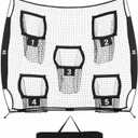 ZELUS 7 x 7ft Football Trainer Throwing Net | Training Target Practice with 5 Targets | Great for Quarterback | Includes Carry Bag (Black)