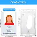 25 Pack Vertical 2-Card Badge Holder, Heavy Duty Hard Plastic ID Card Holder with Thumb Slot, Clear PC Protector Sleeve for Office, School, Credit Cards & Driver's Licenses