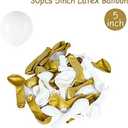 30PCS 5 inch Party Balloon Decoration for Wedding, Birthday, Made from Strong Latex, Solid Color, White + Gold