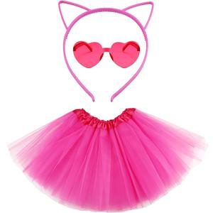 Tutu Costume Accessories, Adult Tutus for Women with Headband Accessories Halloween Party Costume Accessories Set (Pink)