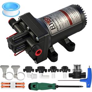 2026 Upgraded 4238-121-E07 RV Fresh Water Pump, 12V DC 3.5 GPM Self-Priming Diaphragm Water Pump, 210 GPH, 13.2 LPM, 45 PSI,Includes Pressure Switch and Detachable Filters,No Noise, for RV, Marine