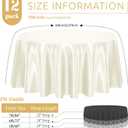 12 Pack Ivory Satin Tablecloth, 108 Inch Round Silky Satin Table Cloth, Bright Silk Tablecloth Smooth Fabric Table Covers Overlay Silky Tables Decoration for Wedding Party Banquet Birthday