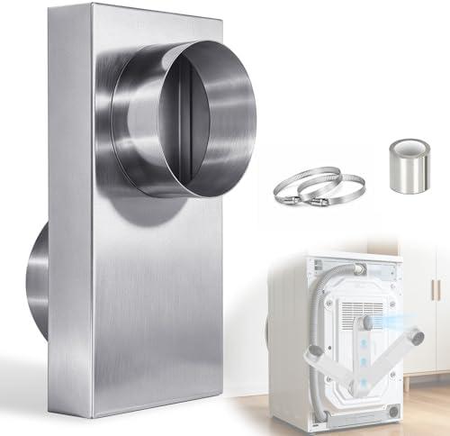 OEM 84049 Periscope Dryer Vent Connector Kit, Upgraded 304 Stainless Steel, Adjustable 0-5 Telescoping Dryer Vent Duct, Fits Tight Spaces with Slim Flat Design, 4in Dryer Vent Duct Hose Pipe Adapter