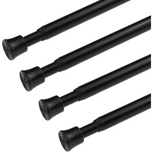 KXLife 5Pcs Tension Curtain Rod Adjustable 28-40 Inch, Small Tension Rods No Drill, Expandable Spring Loaded Tension Rods for Window (Black)
