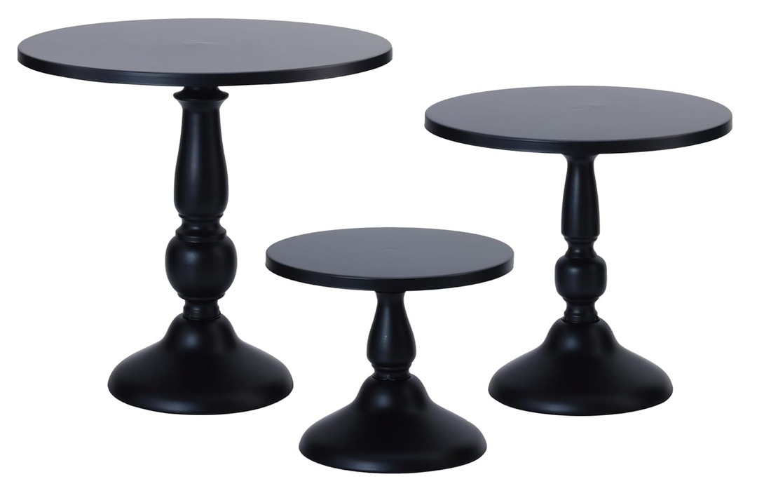 Set of 3 Orange Cake Stands, Metal Round Cake Holder Dessert Pie Pizza Display Stand 8" 10" 12" Serving Tray Halloween Decoration for Wedding Celebration Party Birthday Baby Shower