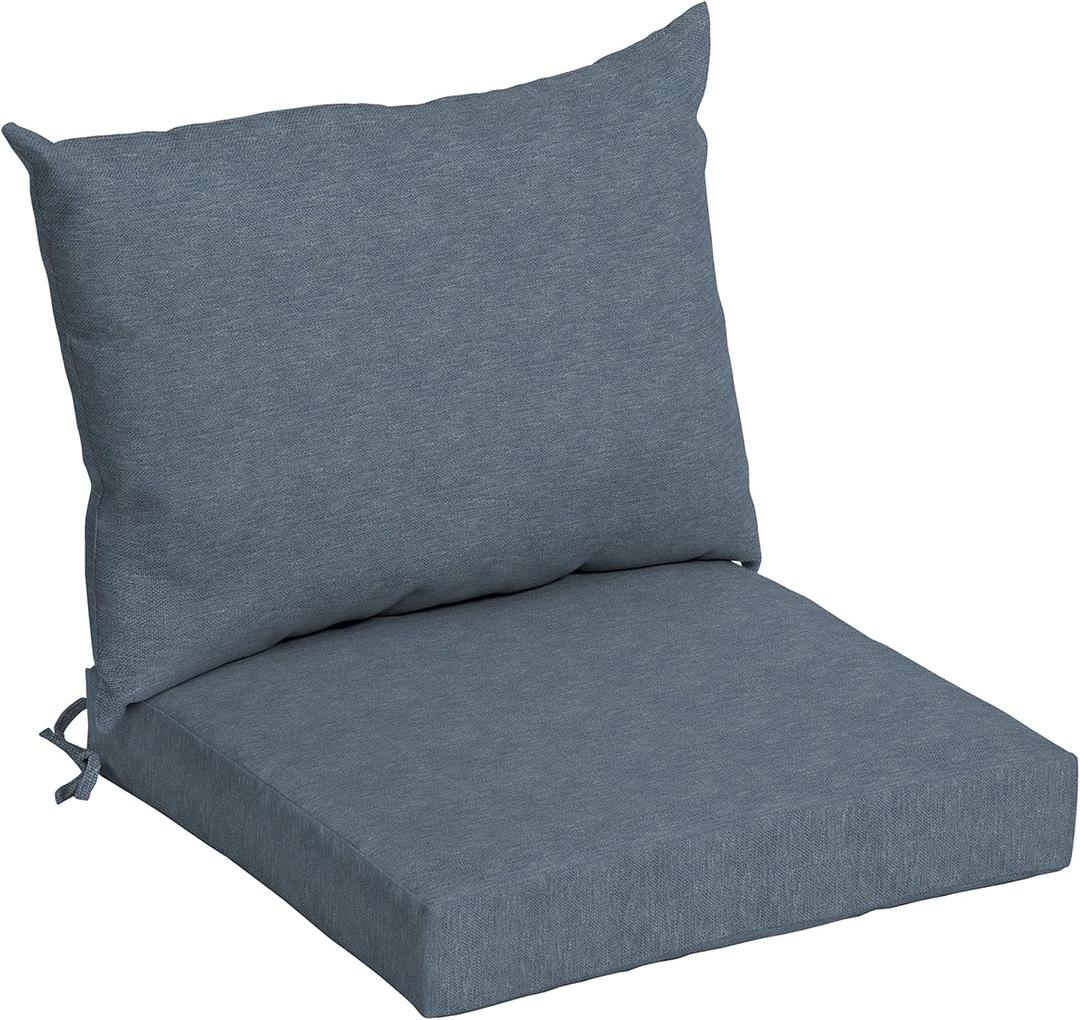 Arden Performance Outdoor Cushion Set, 21 x 21, Patio Cushion, Rain-Proof, Fade Resistant, Denim Alair