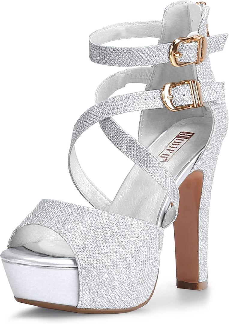 IDIFU Women's IN5 Charcy Crisscross Strappy Platform High Chunky Heels Peep Toe Pump Party Heeled Sandals (8)
