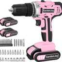 GardenJoy 20v Cordless Drill Set, Power Electric Kit 2 Batteries With Charger 30Nm 2-Speed 3/8" Keyless Chuck 24+1 Torque Drill Driver screwdriver Bits with LED Electric Work Light for Women DIY