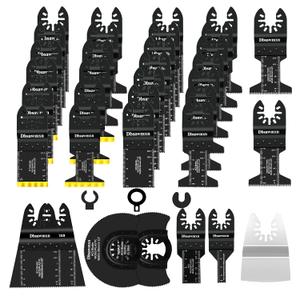35PCS Multitool Blades Metal Cuts, Quick Release Oscillating Tool Blades for Metal Wood Nails Drywall Cutting, DIY and Pro Saw Blades Set Compatible with Dewalt Milwaukee Ryobi Dremel
