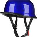 Yesmotor Helmet Half Shell German Motorcycle Helmet with Cycling Glasses - DOT Approved（Dark Blue，M）