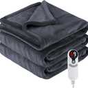 Electric Heated Blanket Twin Size 62"x84", Fast Heating Throw, Soft Plush Microplush for Bed & Couch, 1-10Hs Auto Off & 6 Heating Levels, Machine Washable, Gifts for Grandma & Family-Dark Gray