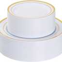 Goodluck 120PCS Gold Plastic Plates, Heavy Duty Disposable Gold Plates with 60 10.25 inch Dinner Plates and 60 7.5 inch Dessert Plates, Disposable Plates for Party, Holiday, Wedding