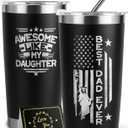 Fathers Day Tumbler - Funny Father's Day Gifts from Daughter Kids Wife to Papa Husband, Cool Gifts for Dad Who Wants Nothing, 20OZ Best Dad Ever Stainless Steel Cup, Birthday Presents for Men
