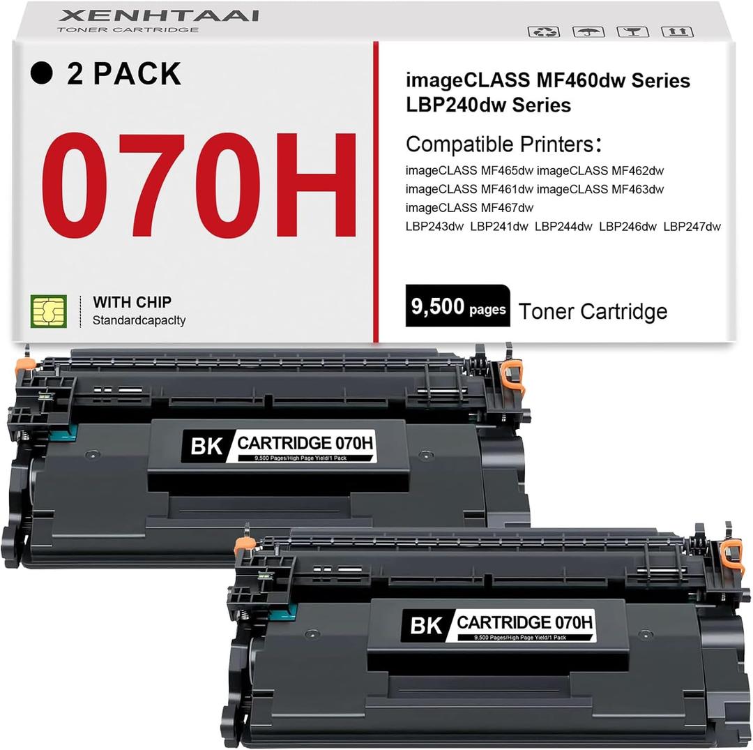 070H Black Toner Cartridge Compatible for Canon 070H 070 Toner Cartridge Work for ImageCLASS MF461dw MF462dw MF465dw LBP243dw LBP266dw LBP247dw Printers (9500 Pages 2 Pack)