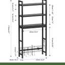 SMIBUY Bathroom Storage Shelf, Bamboo Over-The-Toilet Organizer Rack, Freestanding Toilet Space Saver with 3-Tier Adjustable Shelves (Black), 10.2D x 24.8W x 67H in