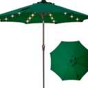 9FT Solar-Powered LED Patio Umbrella with Tilt Crank,Outdoor Market Umbrella with 32 Lights,Sunshade for Deck, Garden and Pool