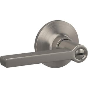 Lock Scout Straight Lever with Round Trim Bedroom and Bathroom Door Handle, Satin Nickel Finish