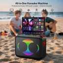 Smart Karaoke Machine with 14.0'' Touch Screen, Lyrics Display & Pre-Install Karaoke APP, Up to 600W Party Speaker and Dual Wireless Mics, Portable for Home & Outdoor