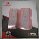 Redragon GS520 RGB Desktop Speakers, 2.0 Channel PC Computer Stereo Speaker with 6 Colorful LED Modes, Enhanced Sound and Easy-Access Volume Control, USB Powered w/ 3.5mm Cable, Pink